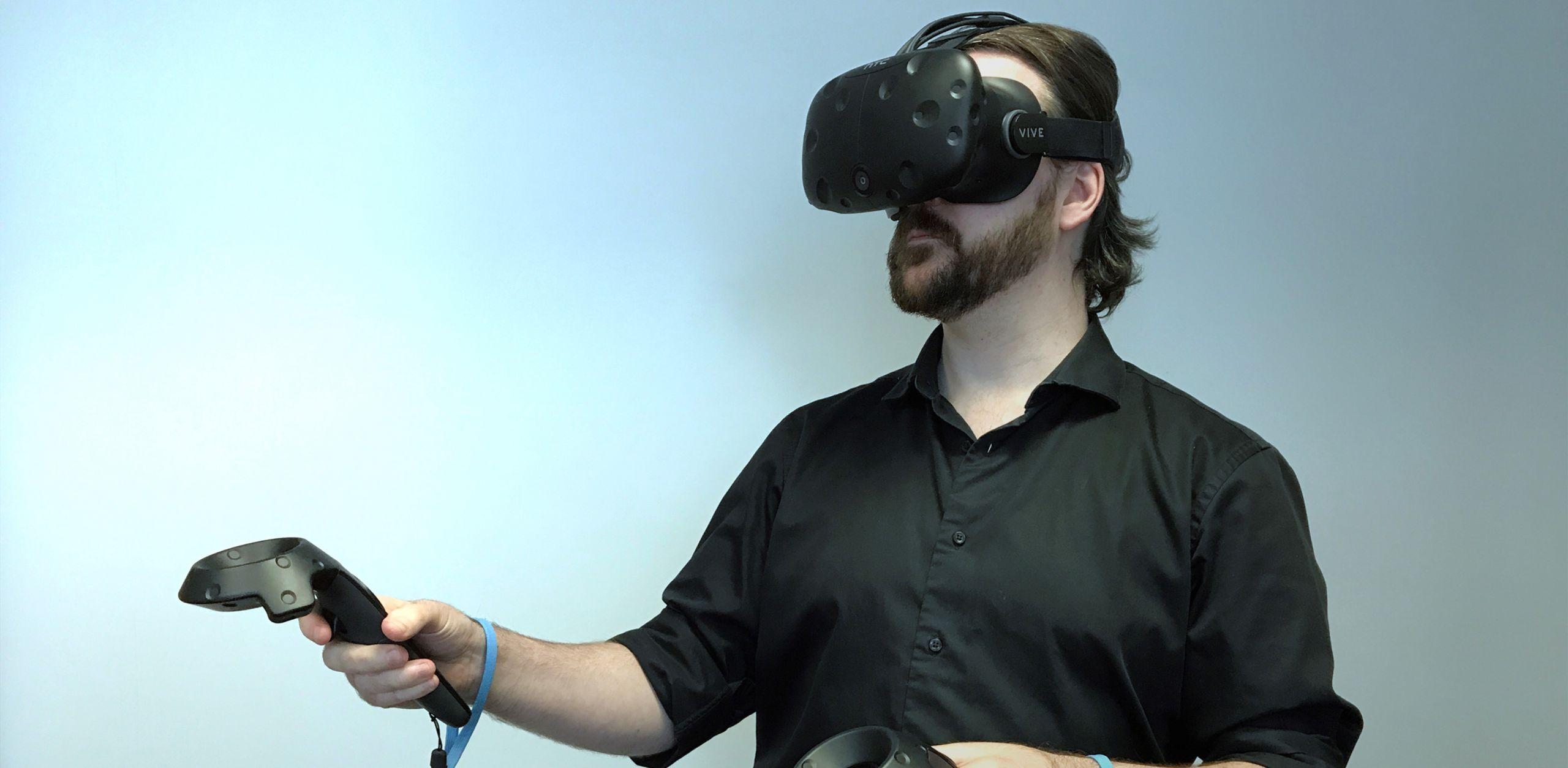 man using virtual reality